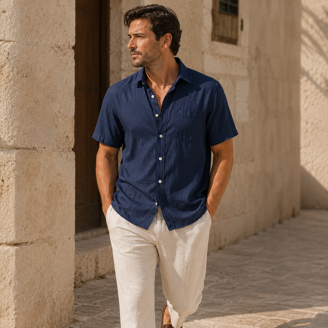 Men's Textured Short Sleeve Shirt