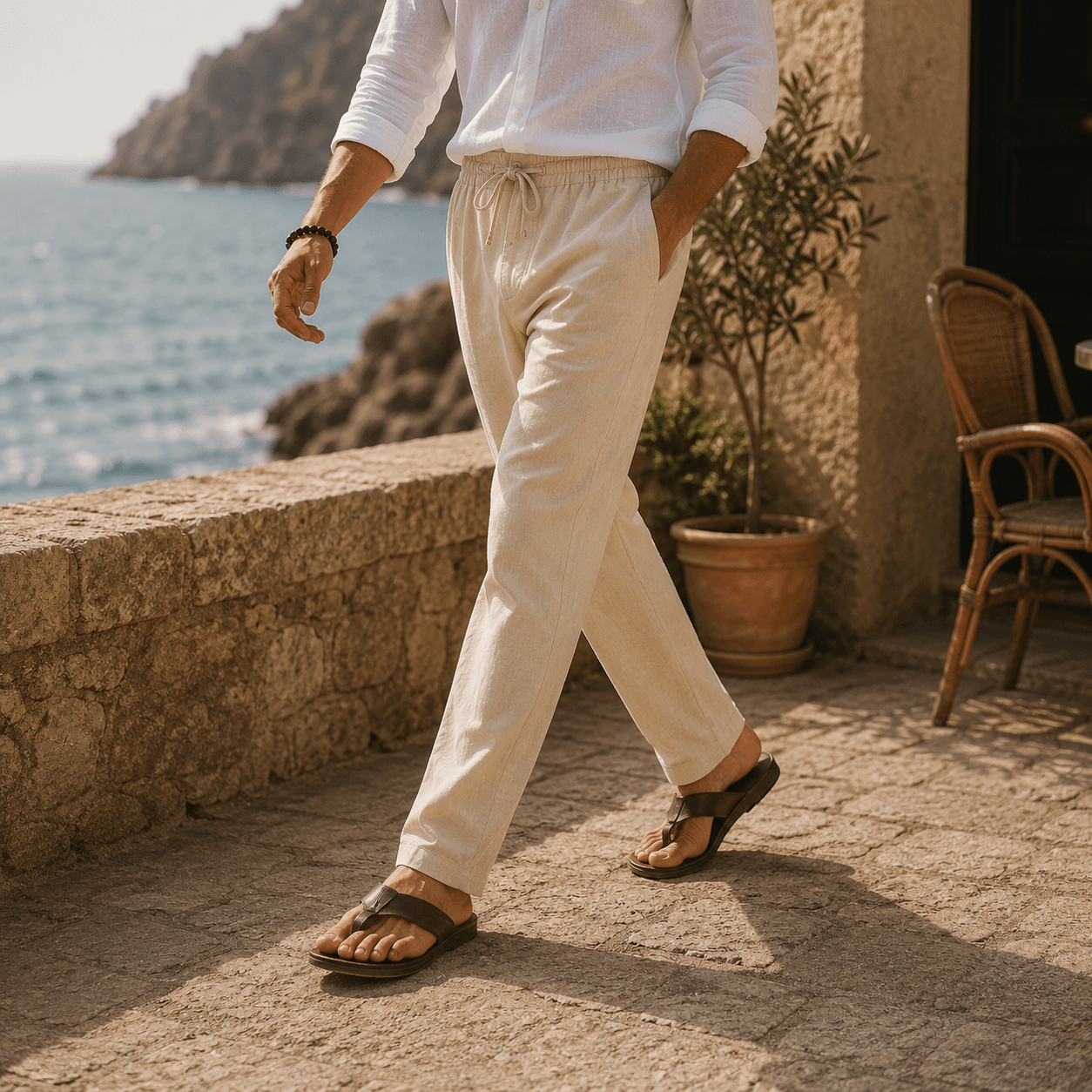 Men’s Portofino Relaxed Linen Pants - VogueTale
