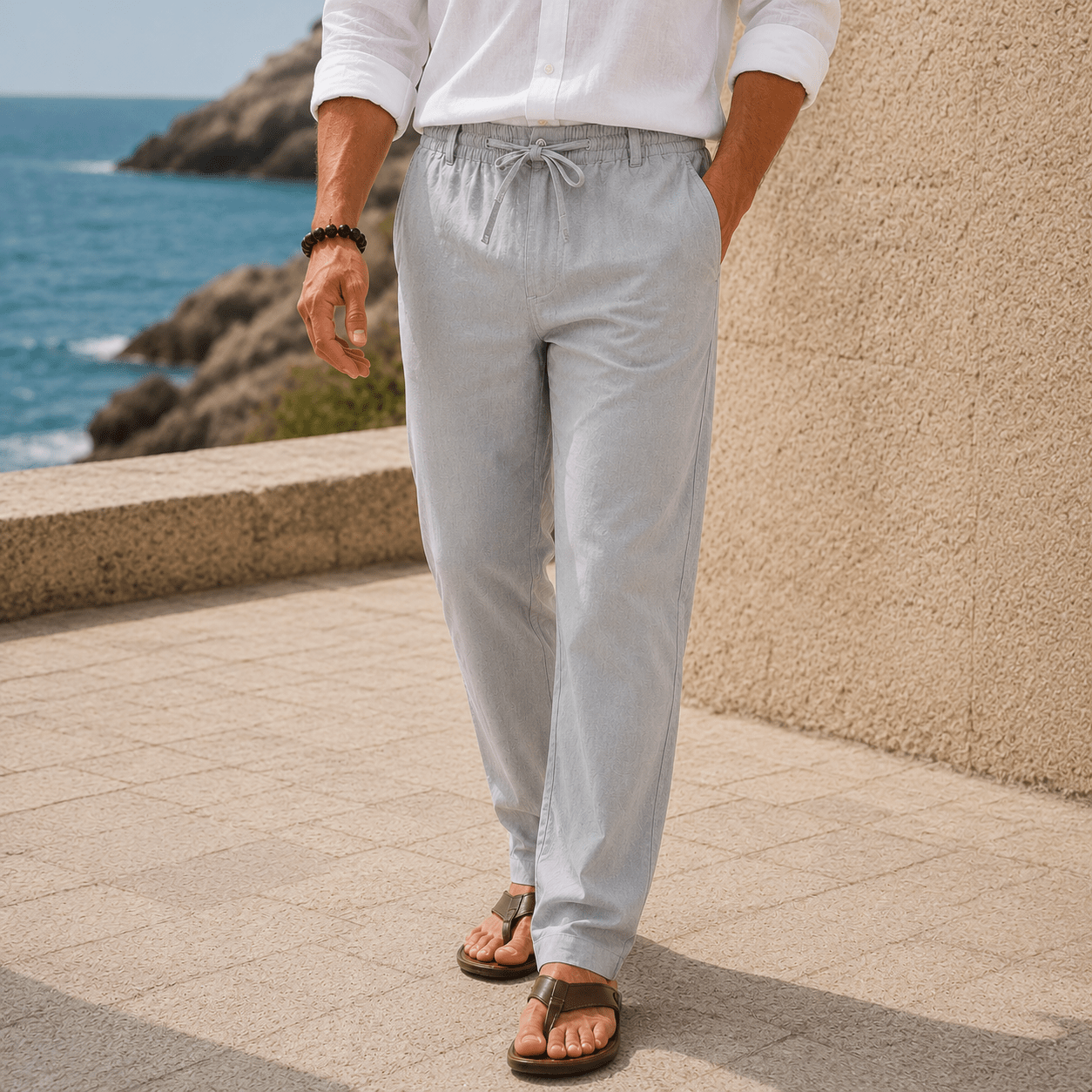 Men’s Portofino Relaxed Linen Pants - VogueTale