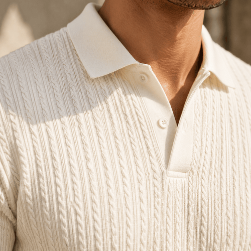 Men's Portofino Textured Knit Polo - VogueTale