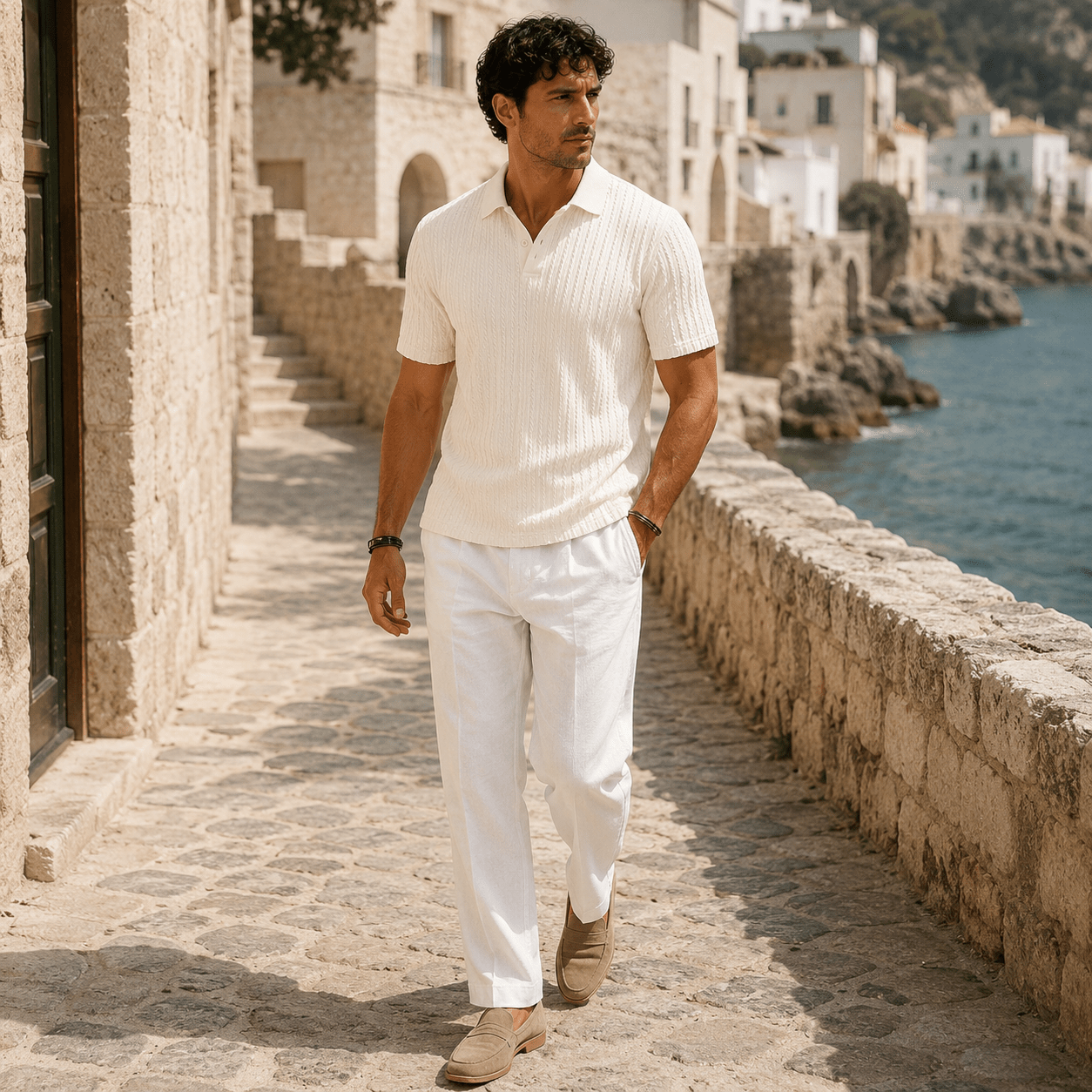 Men's Portofino Textured Knit Polo - VogueTale