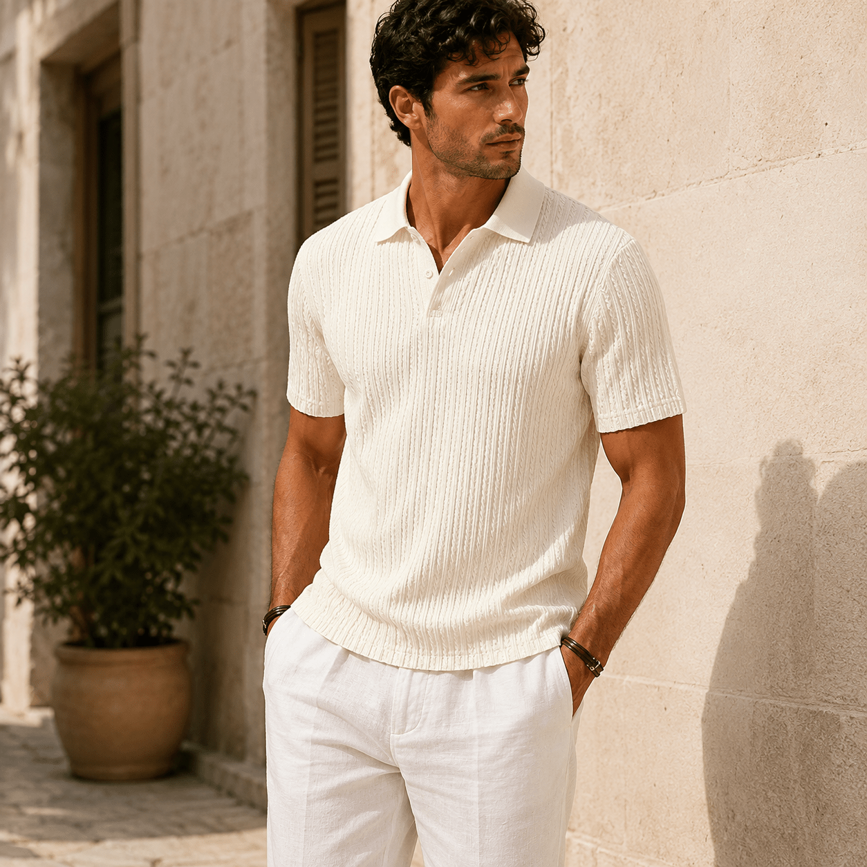 Men's Portofino Textured Knit Polo - VogueTale