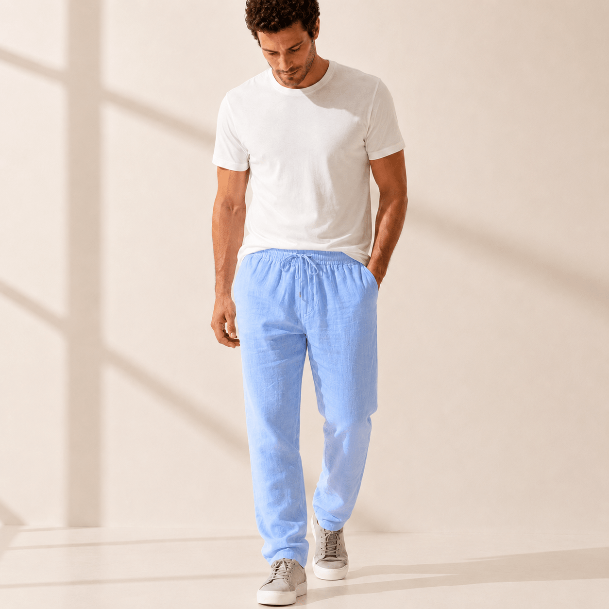Men’s Relaxed Linen Blend Pants - VogueTale