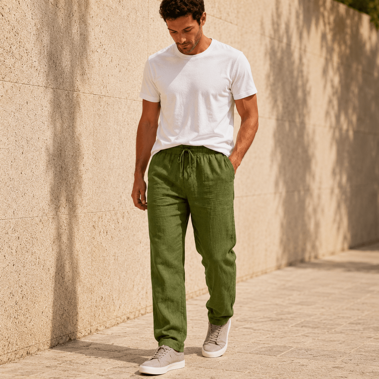 Men’s Relaxed Linen Blend Pants - VogueTale