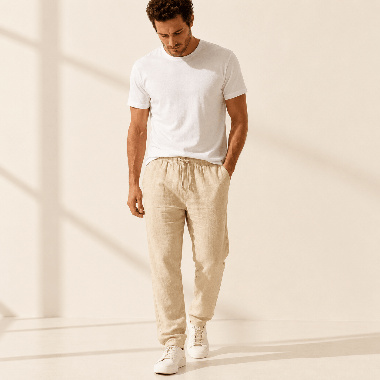 Men’s Relaxed Linen Blend Pants - VogueTale
