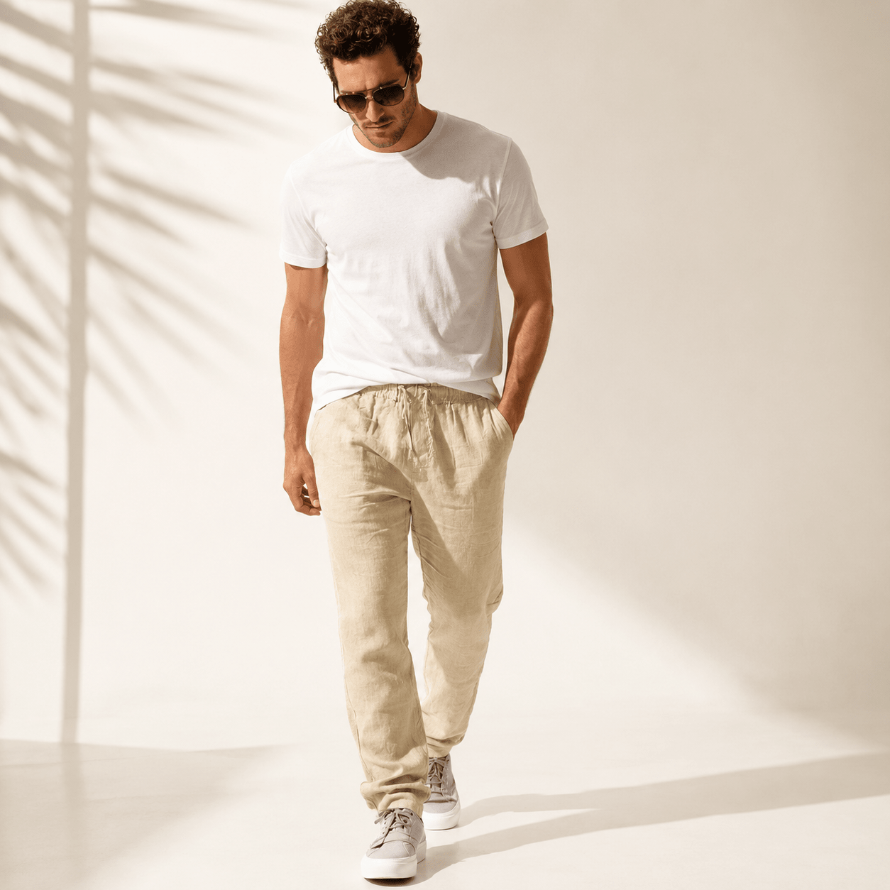 Men’s Relaxed Linen Blend Pants - VogueTale