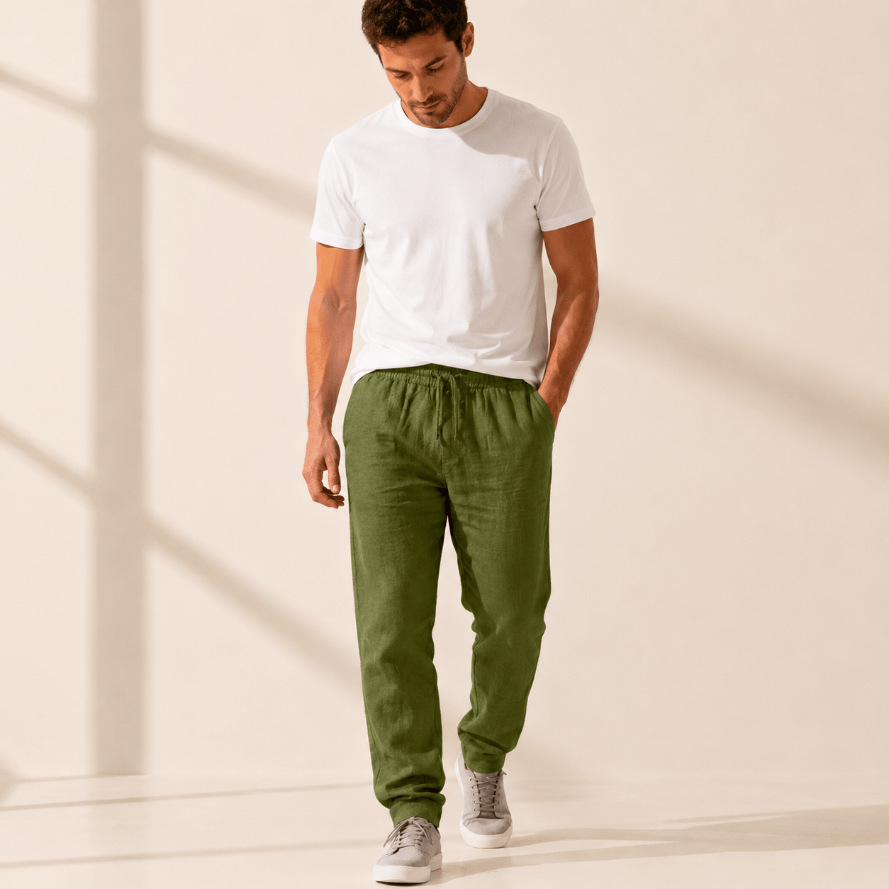 Men’s Relaxed Linen Blend Pants - VogueTale