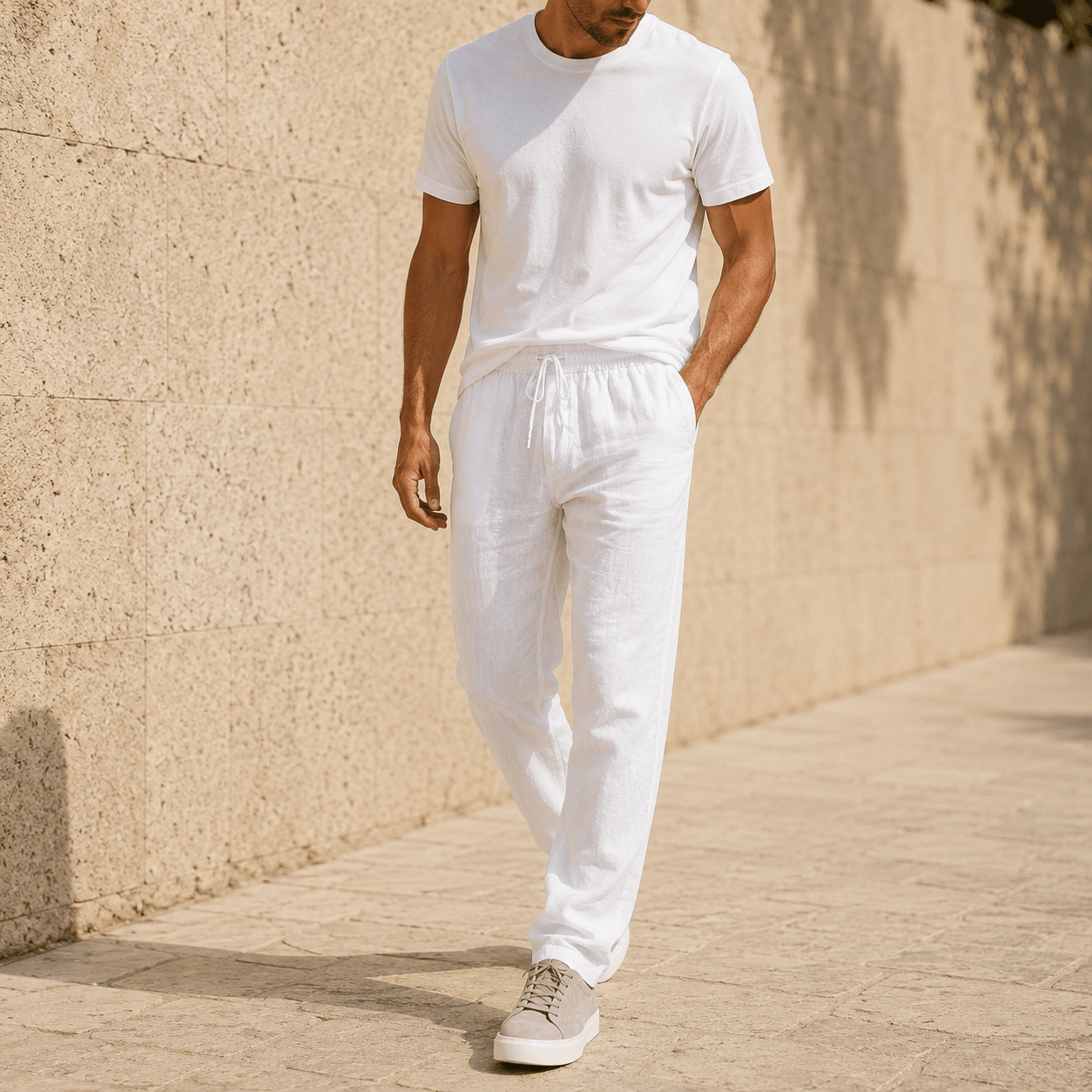 Men’s Relaxed Linen Blend Pants - VogueTale