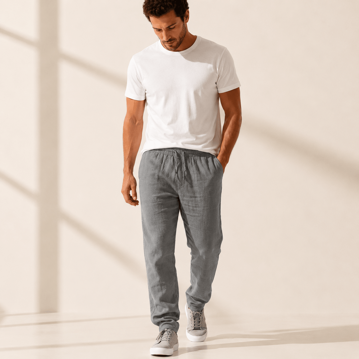 Men’s Relaxed Linen Blend Pants - VogueTale