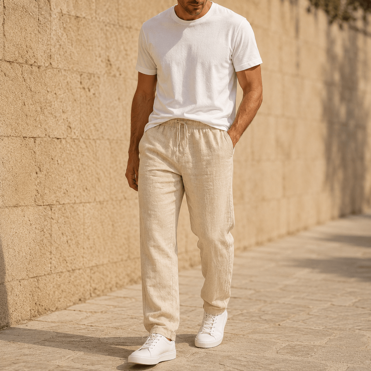 Men’s Relaxed Linen Blend Pants - VogueTale