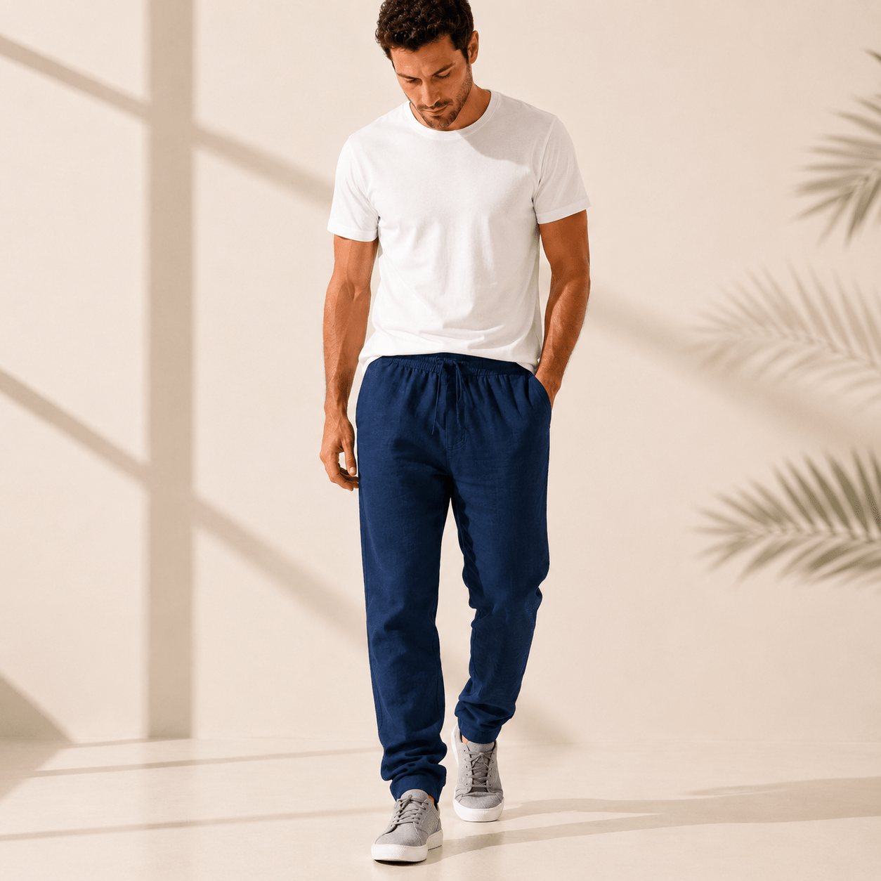 Men’s Relaxed Linen Blend Pants - VogueTale