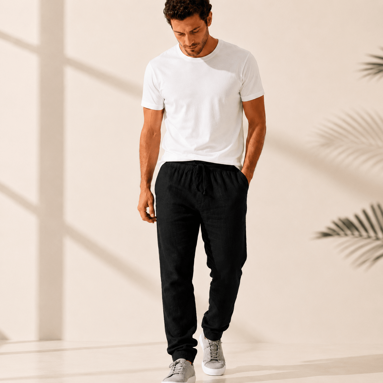 Men’s Relaxed Linen Blend Pants - VogueTale