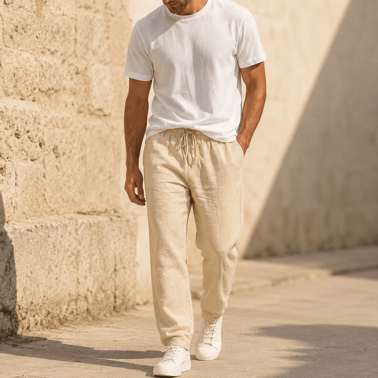 Men’s Relaxed Linen Blend Pants - VogueTale