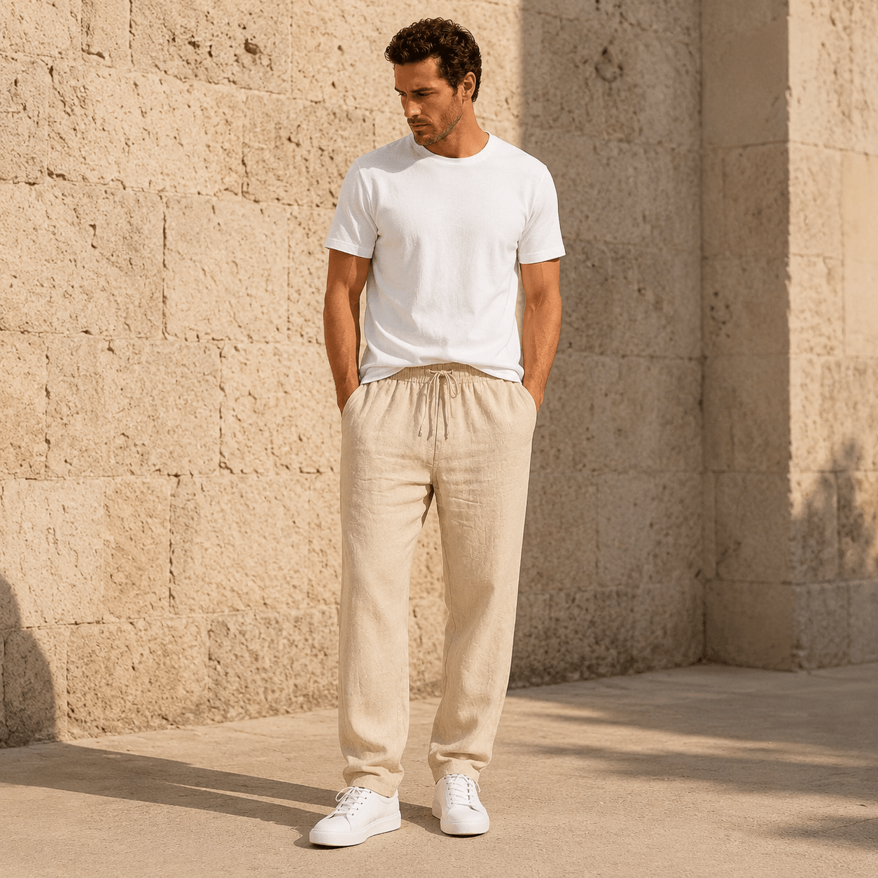 Men’s Relaxed Linen Blend Pants - VogueTale