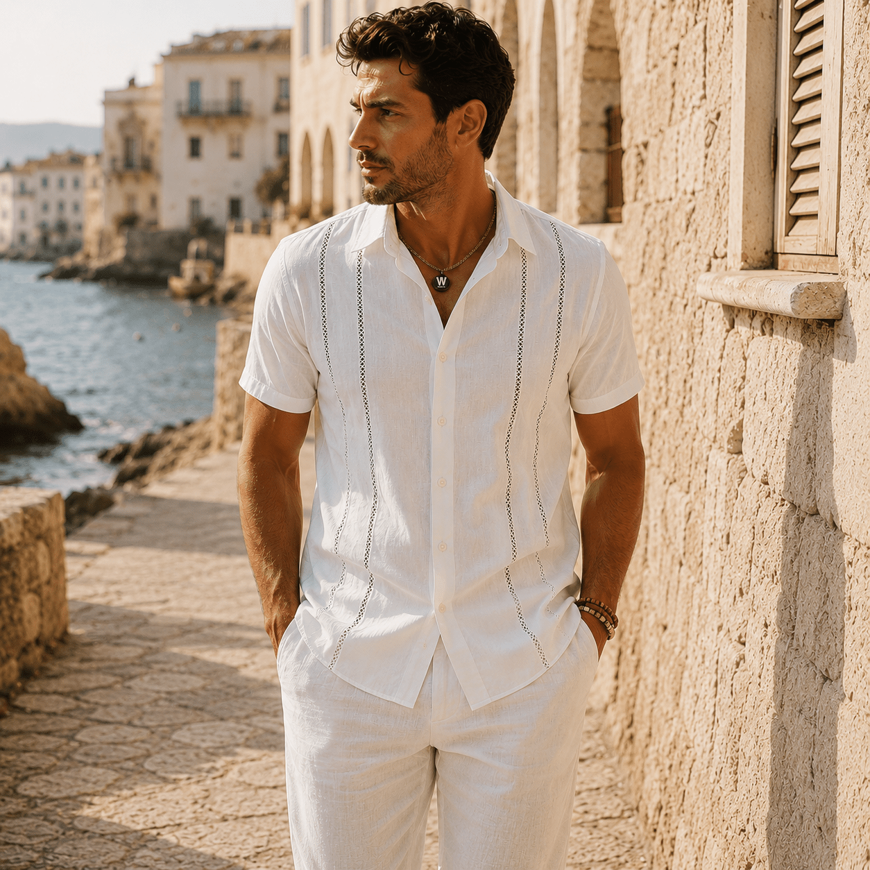 Men’s Riviera Guayabera Resort Shirt - VogueTale