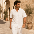 Men's Riviera Linen Blend Camp Collar Shirt - VogueTale