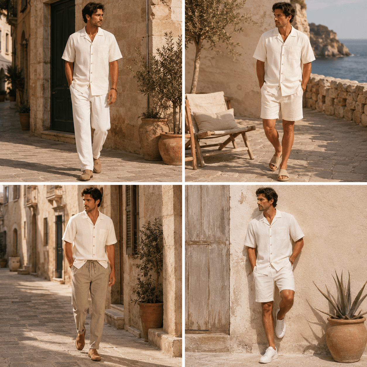 Men's Riviera Linen Blend Camp Collar Shirt - VogueTale
