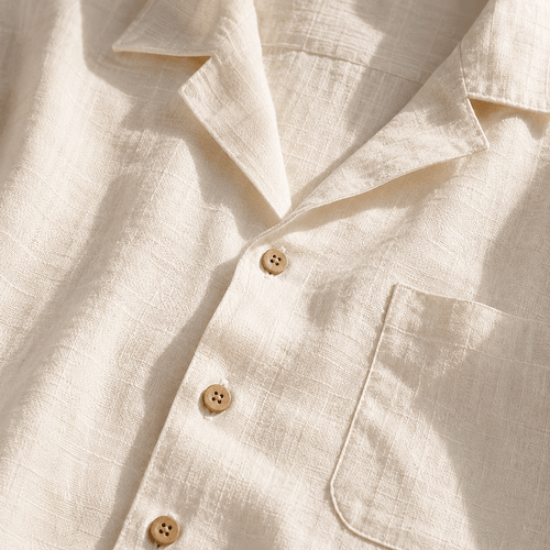 Men's Riviera Linen Blend Camp Collar Shirt - VogueTale