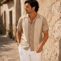 Men's Riviera Panel Camp Collar Resort Shirt - VogueTale