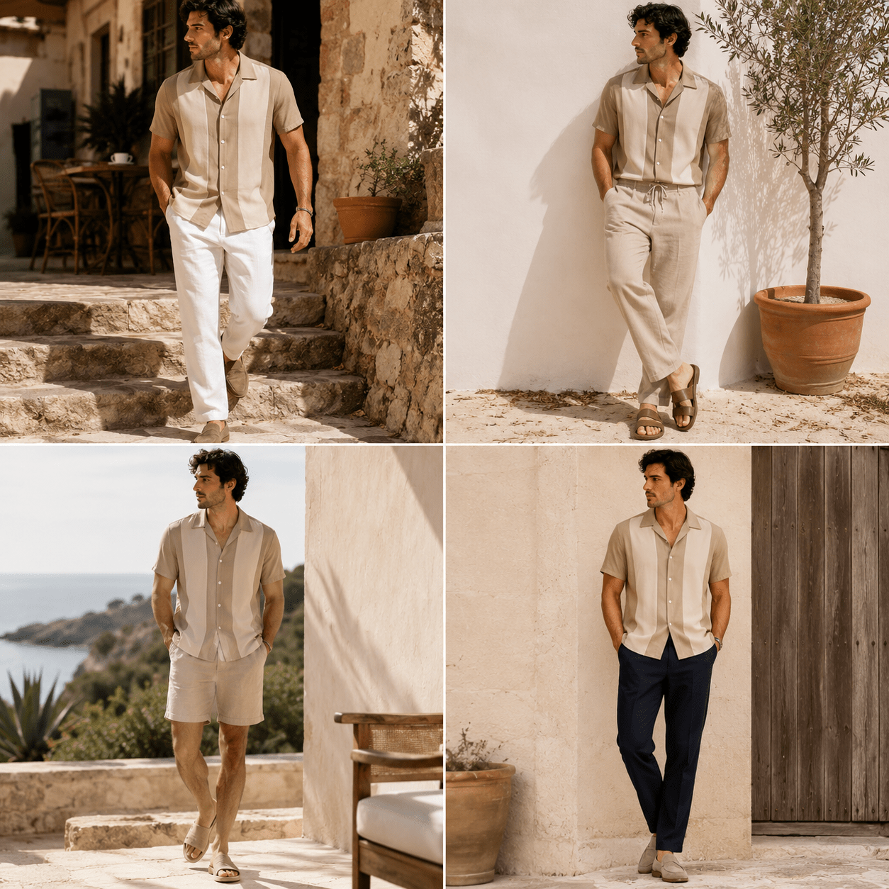 Men's Riviera Panel Camp Collar Resort Shirt - VogueTale
