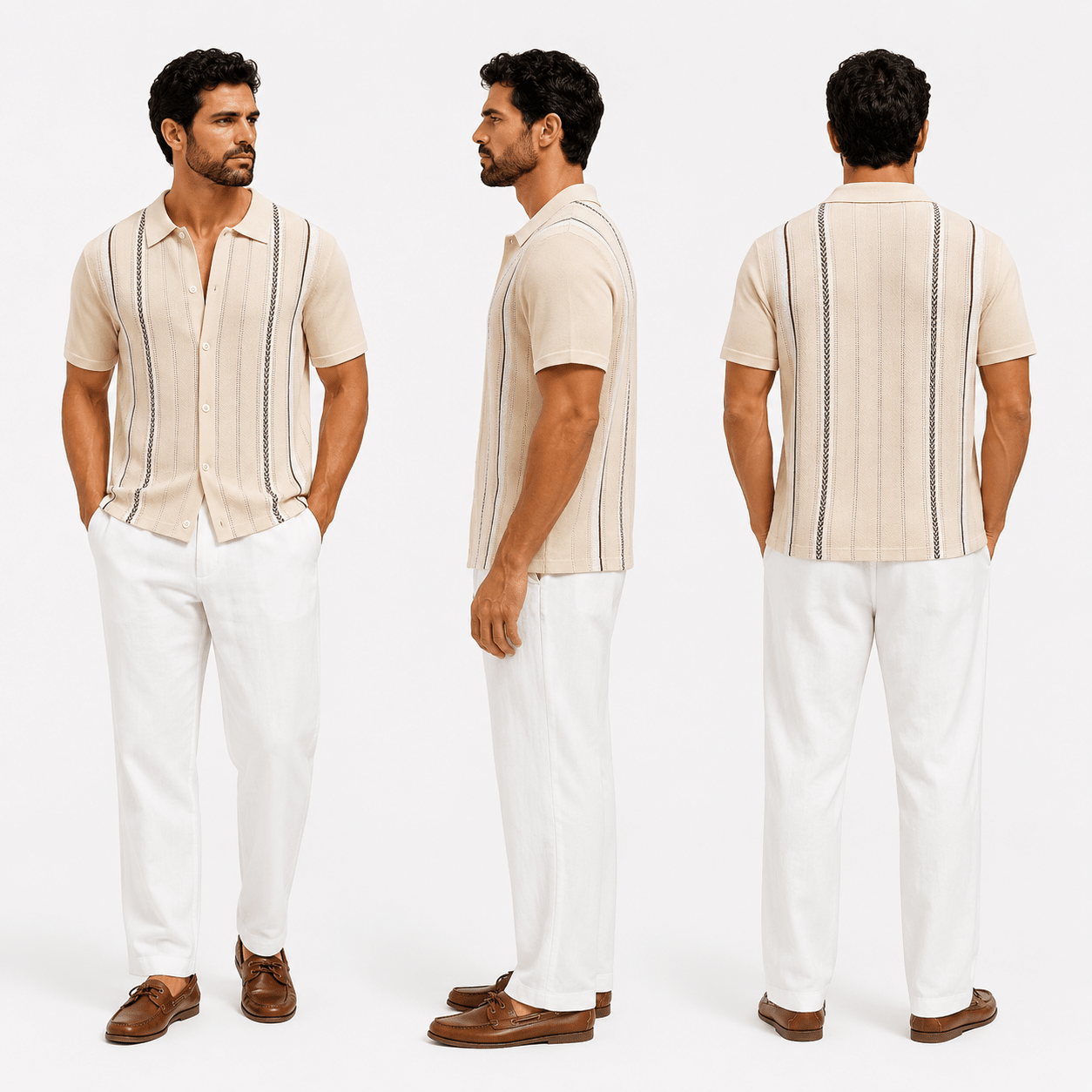 Men's Riviera Textured Camp Collar Resort Shirt - VogueTale