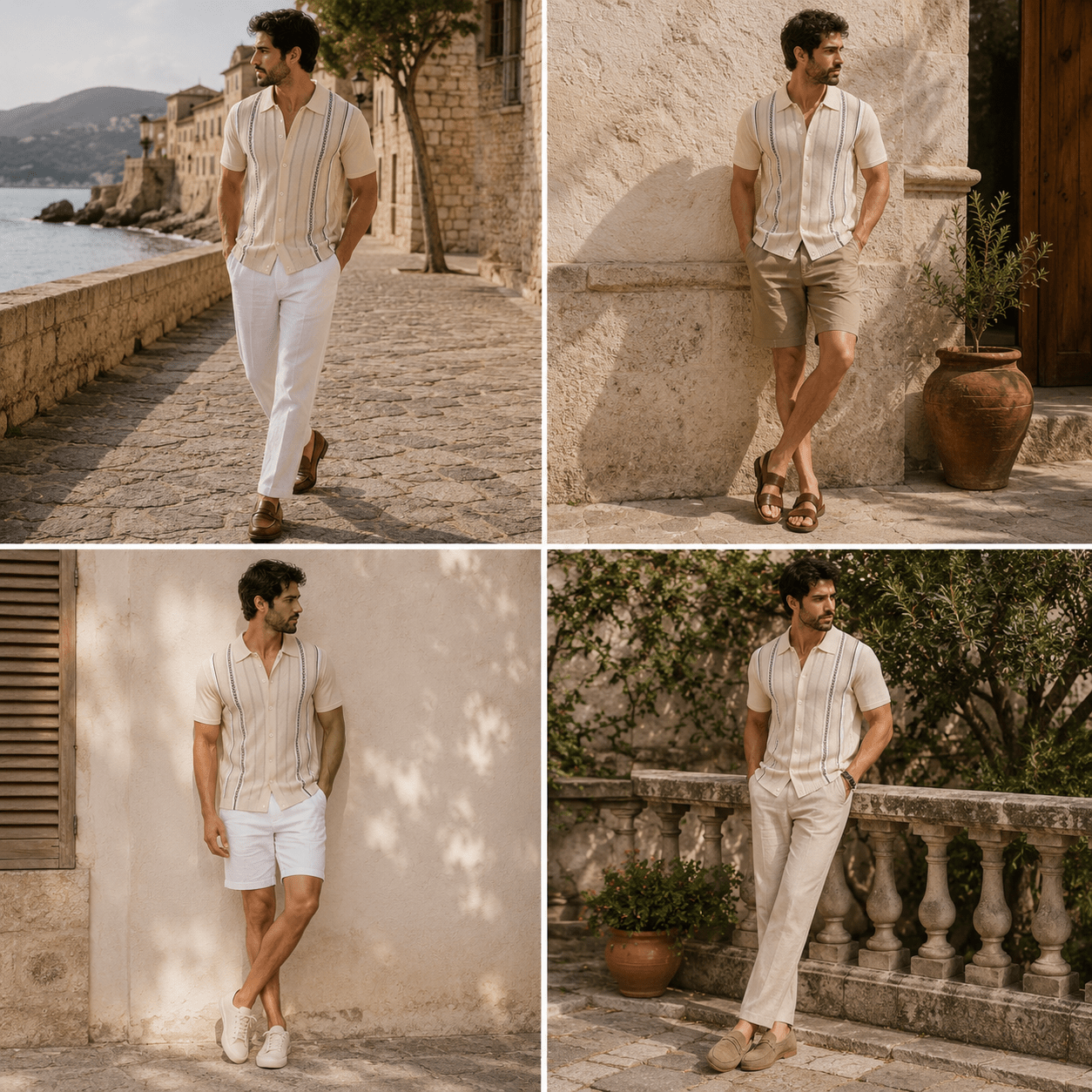 Men's Riviera Textured Camp Collar Resort Shirt - VogueTale