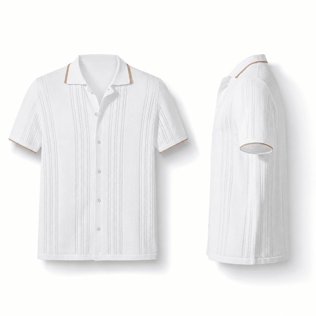 Men's Riviera Textured Camp Collar Shirt - VogueTale