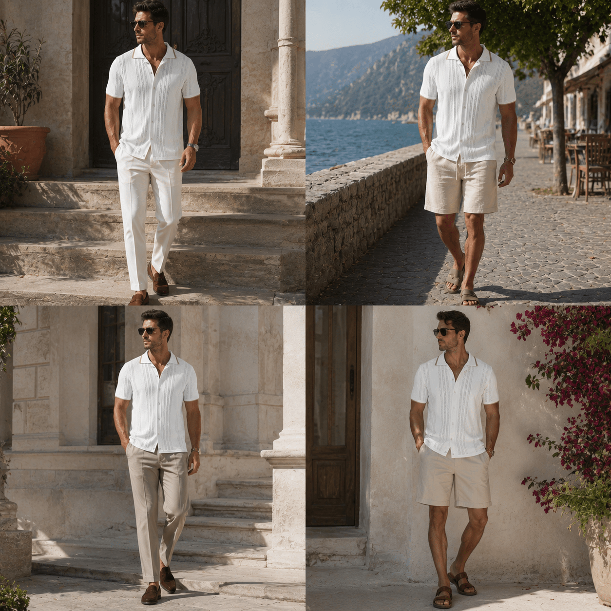 Men's Riviera Textured Camp Collar Shirt - VogueTale