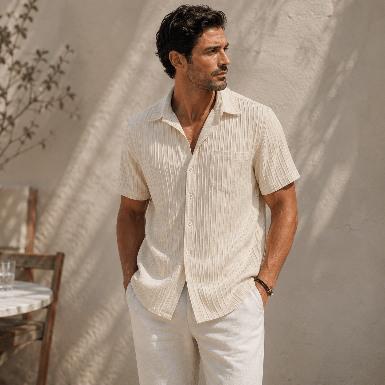 Men’s Textured Resort Shirt – Relaxed Summer Fit - VogueTale
