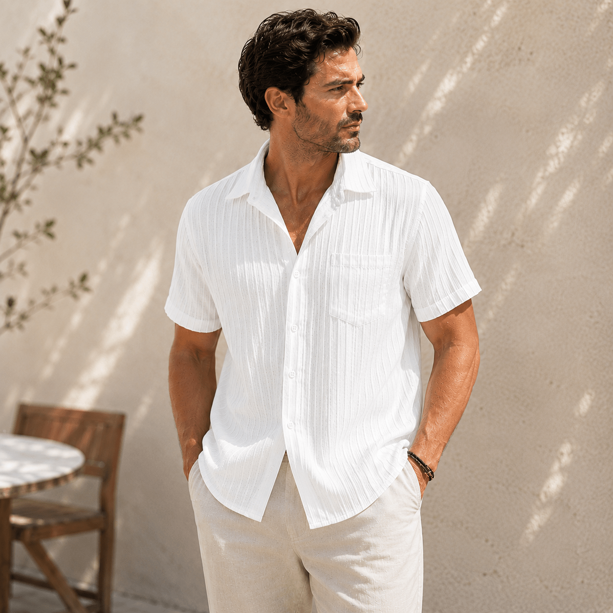Men’s Textured Resort Shirt – Relaxed Summer Fit - VogueTale