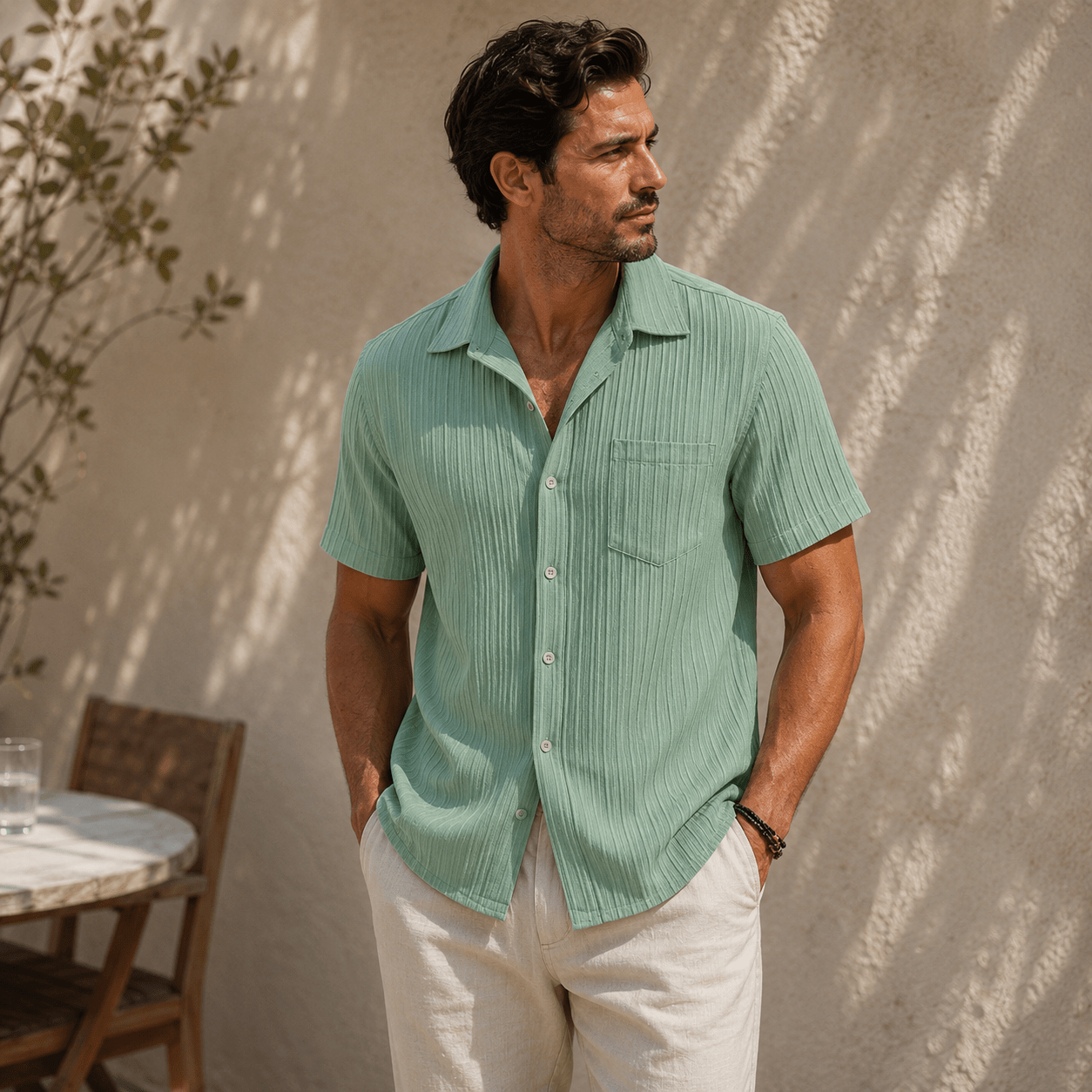 Men’s Textured Resort Shirt – Relaxed Summer Fit - VogueTale