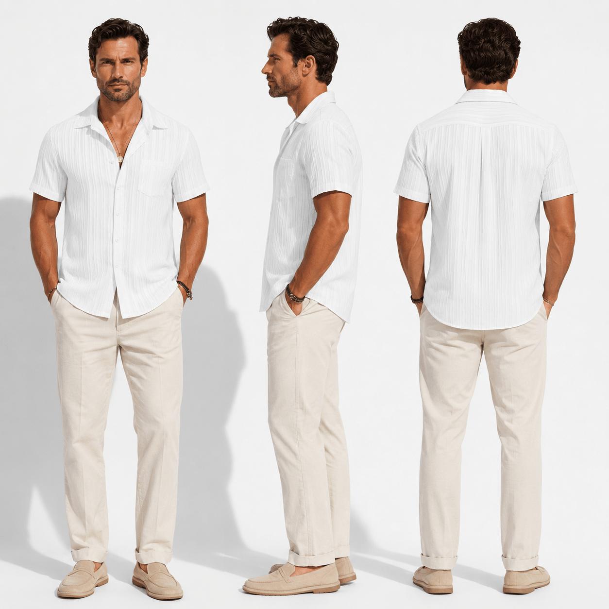 Men’s Textured Resort Shirt – Relaxed Summer Fit - VogueTale