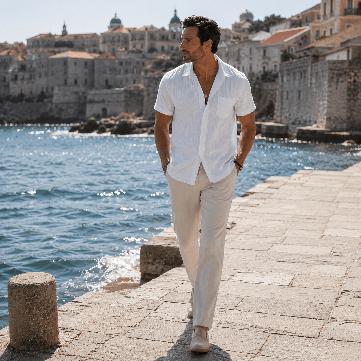 Men’s Textured Resort Shirt – Relaxed Summer Fit - VogueTale