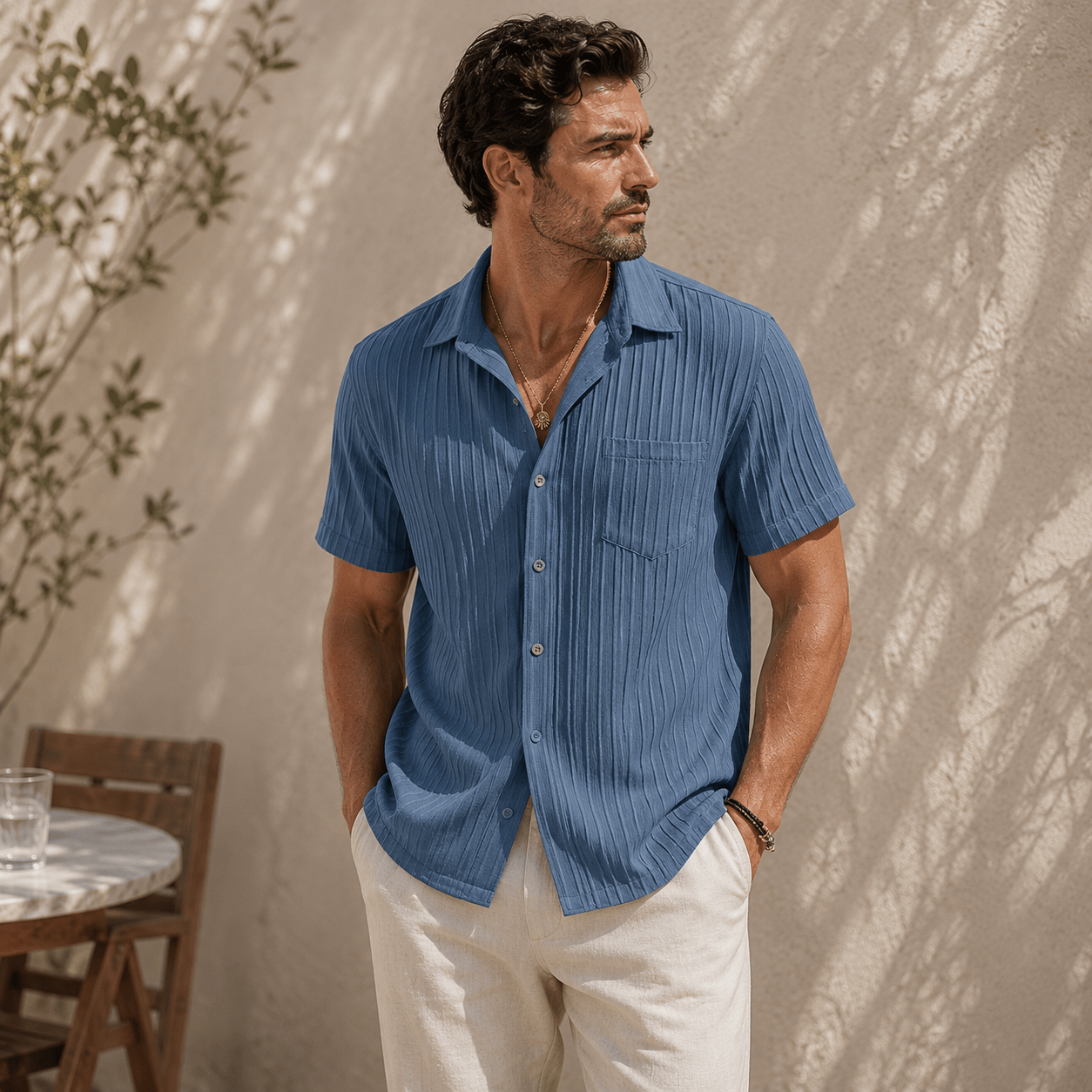 Men’s Textured Resort Shirt – Relaxed Summer Fit - VogueTale
