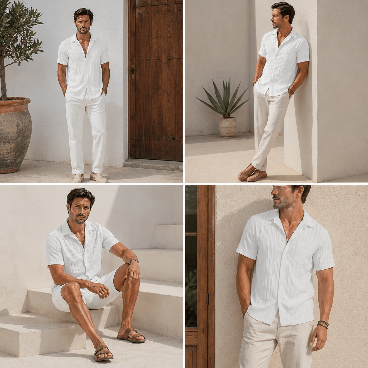 Men’s Textured Resort Shirt – Relaxed Summer Fit - VogueTale