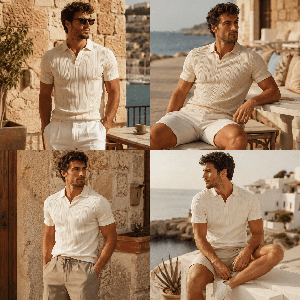 Portofino Textured Knit Polo - VogueTale