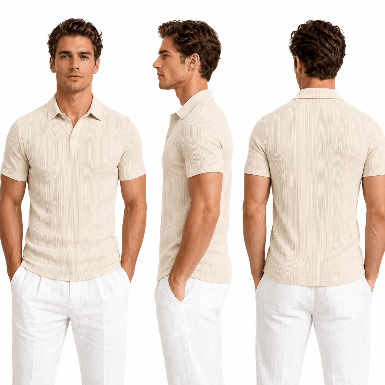 Portofino Textured Knit Polo - VogueTale