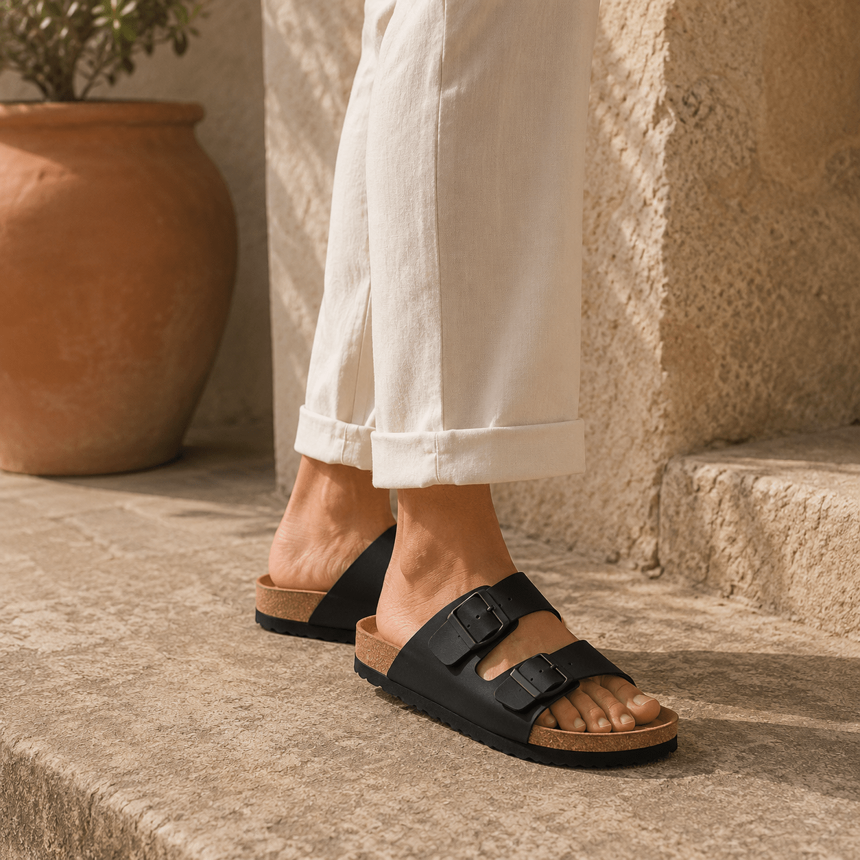 Riviera Cork Footbed Sandals - VogueTale