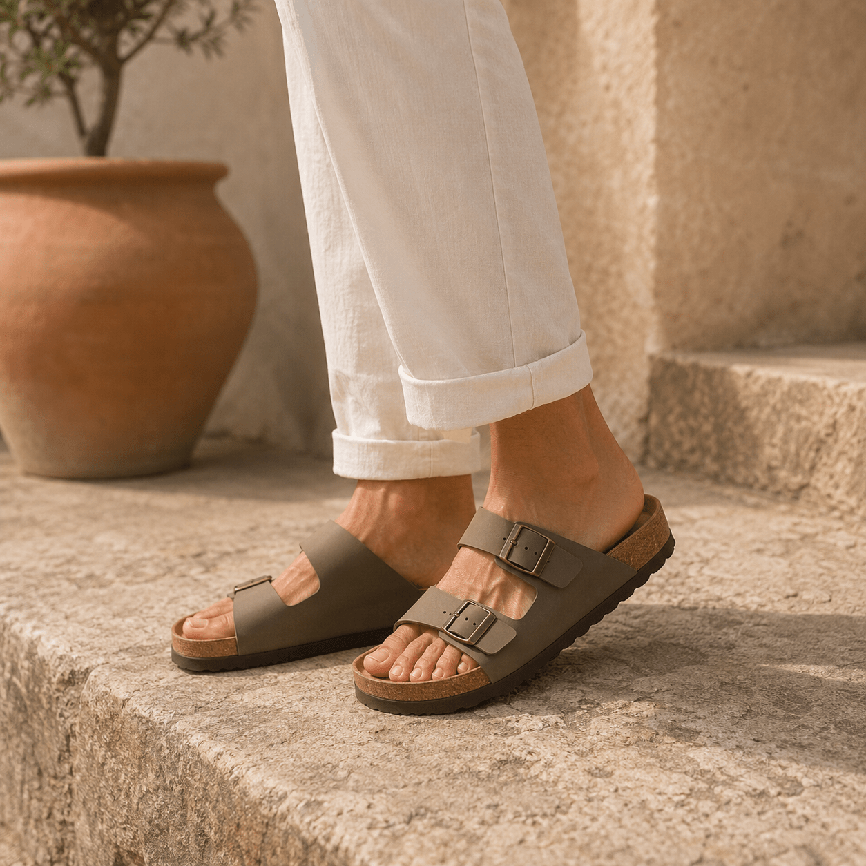 Riviera Cork Footbed Sandals - VogueTale