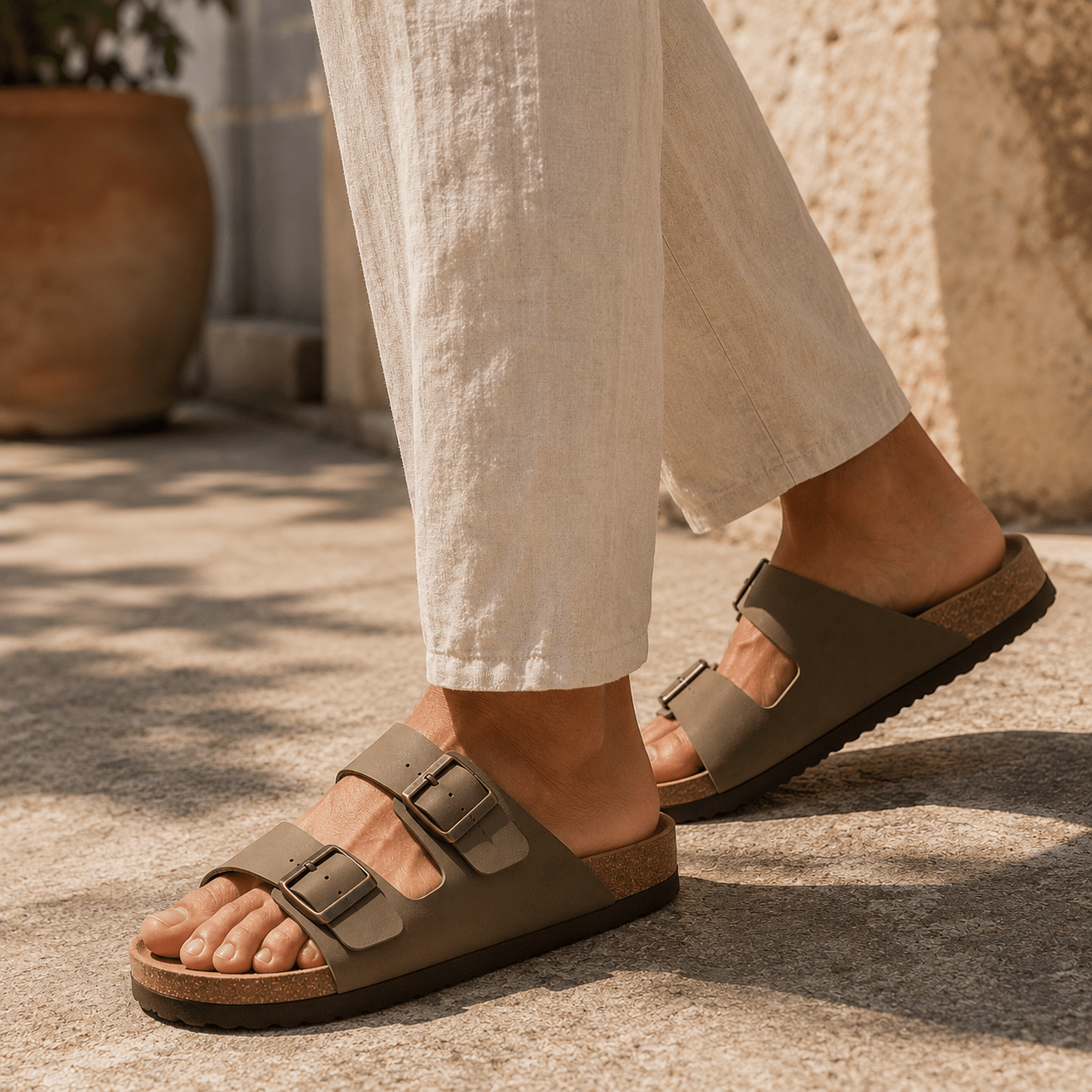 Riviera Cork Footbed Sandals - VogueTale