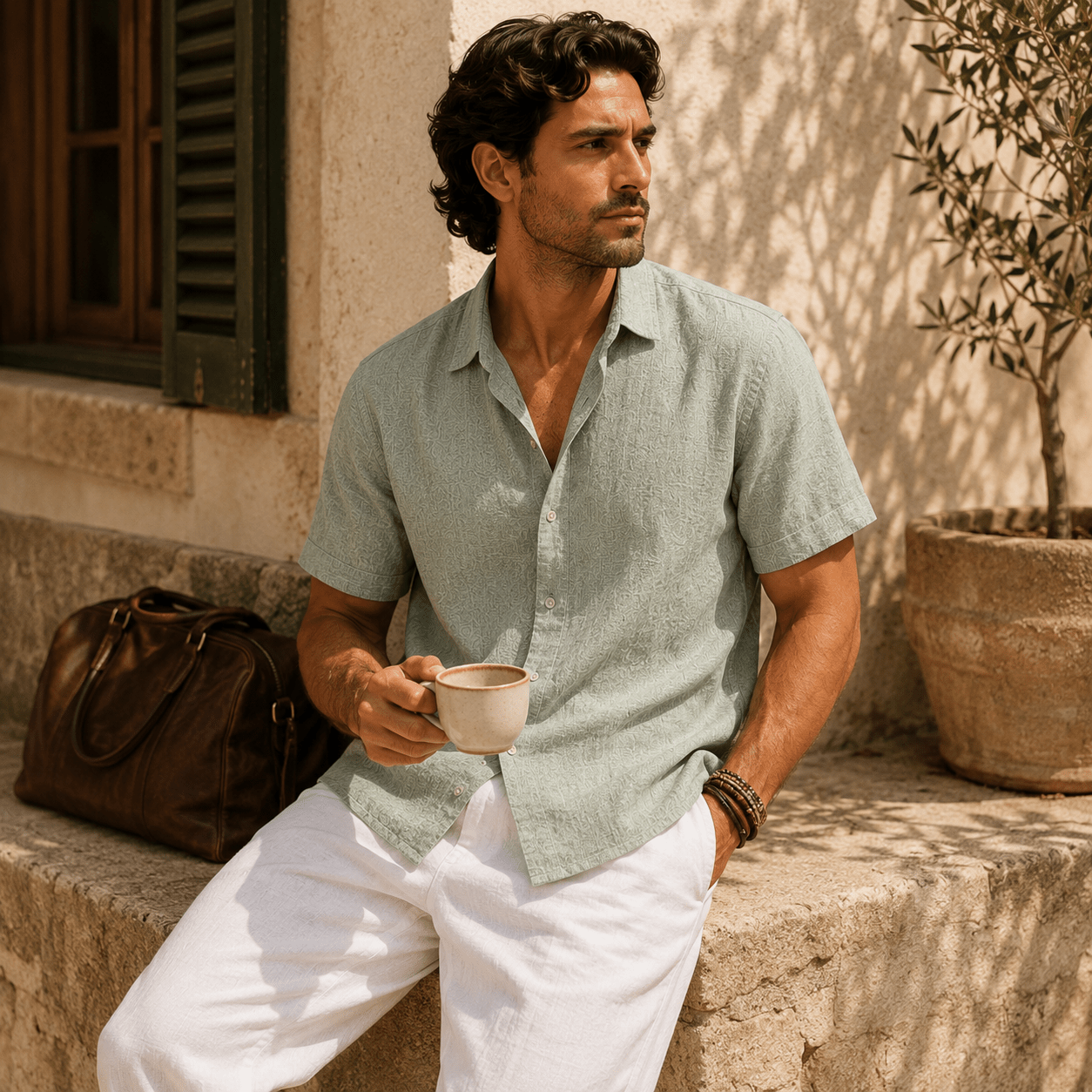 Riviera Linen Short Sleeve Shirt - VogueTale