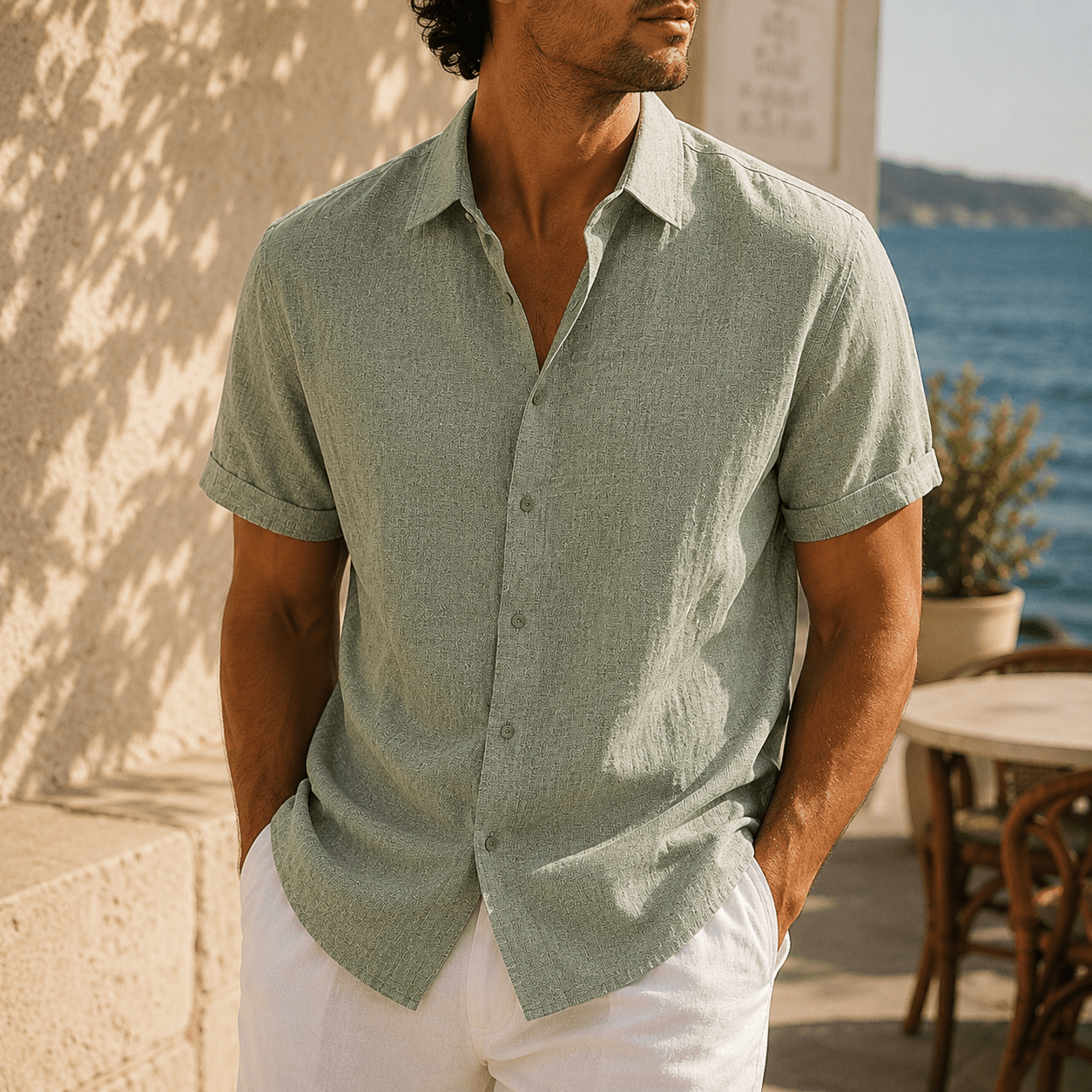 Riviera Linen Short Sleeve Shirt - VogueTale