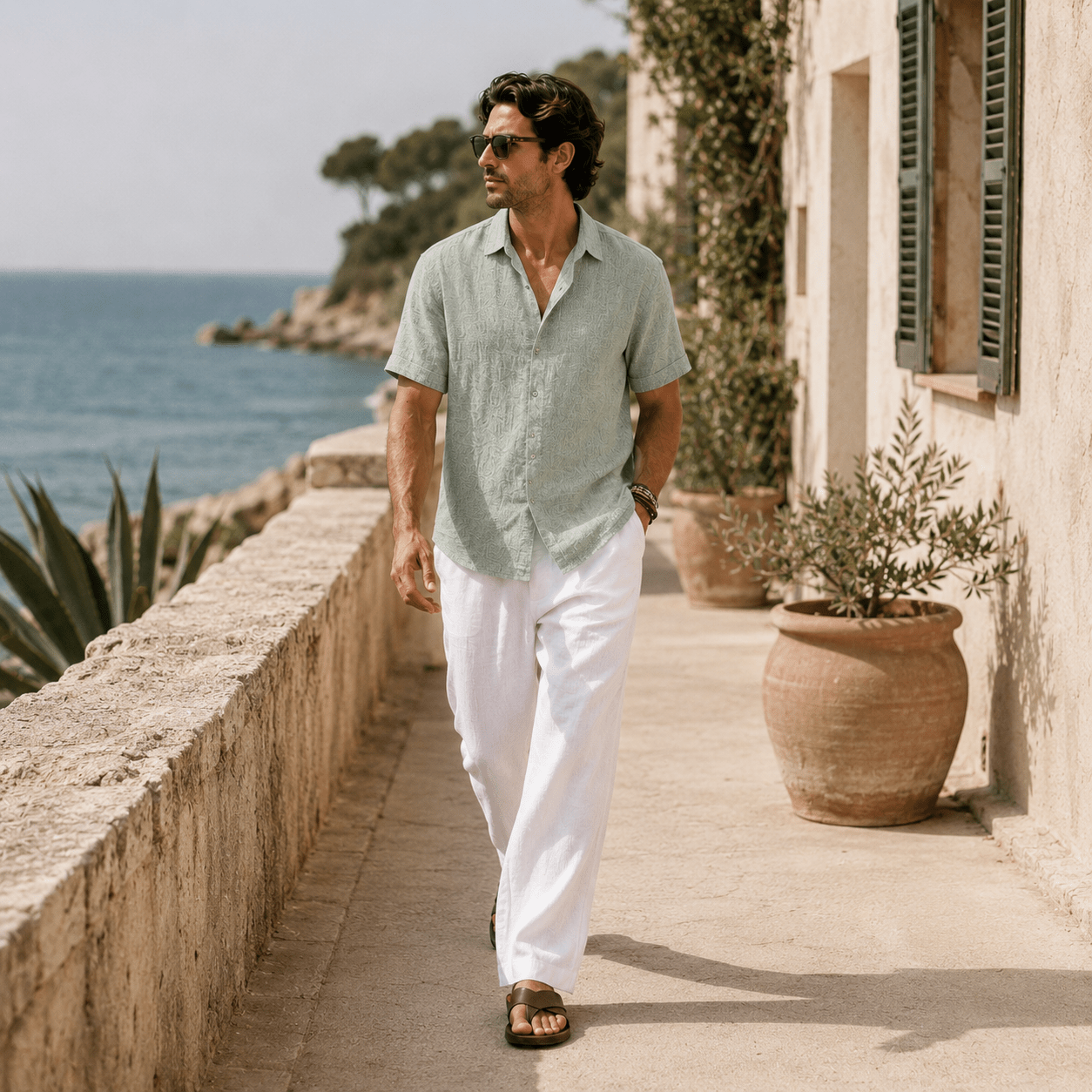 Riviera Linen Short Sleeve Shirt - VogueTale